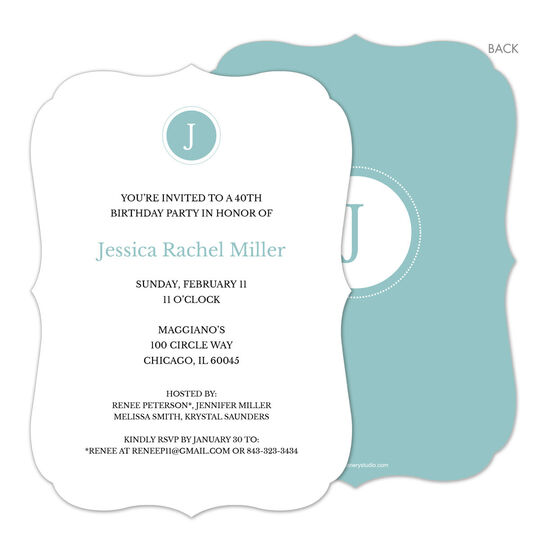 Lagoon Circle Initials Invitations